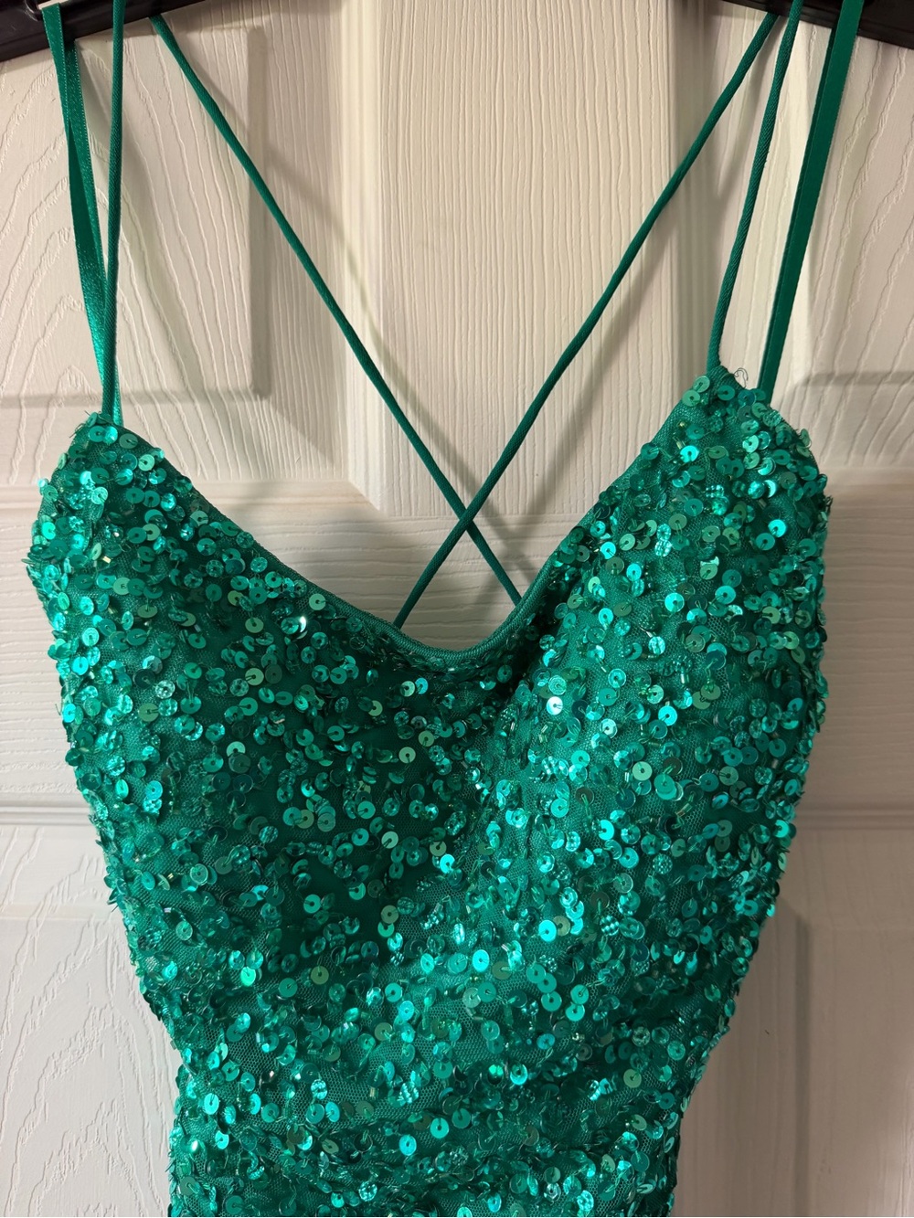 Alyce Paris Emerald Green Sequin Slip Dress
